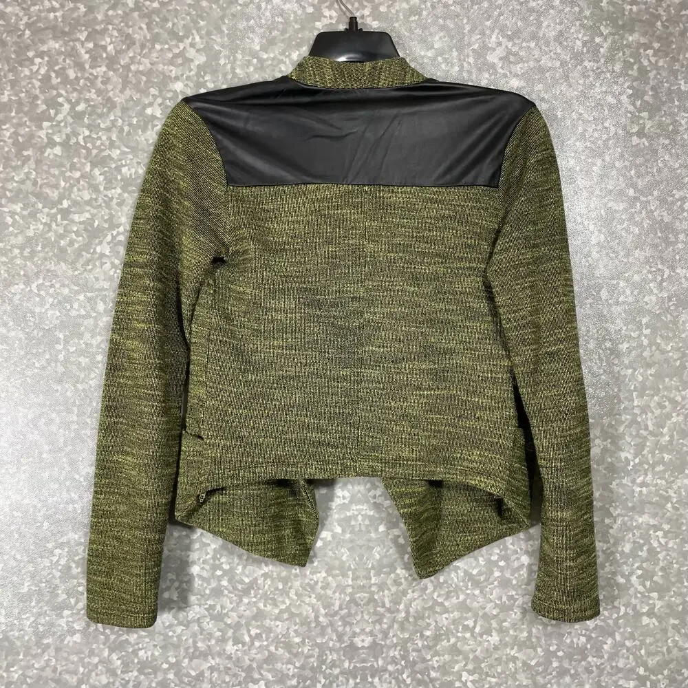 Jack Women’s Green & Black Faux Leather Patch Open Blazer - Size Small - Modern